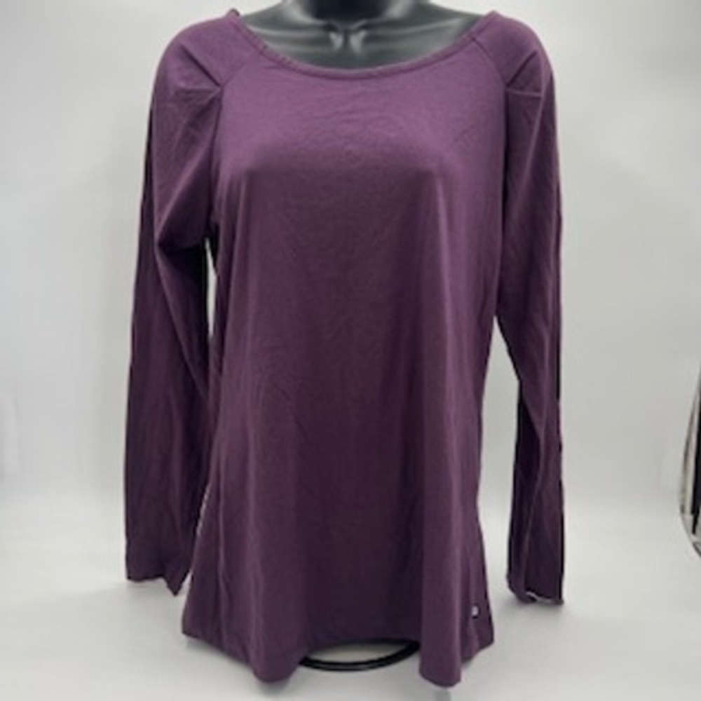 Fabletics Womens Purple Long Sleeve Pleated Shoulder Scoop Neck Top Large L - Picture 8 of 10